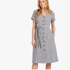 Barbour 100% Cotton Peregrine Navy Check Midi Dress US Size 14